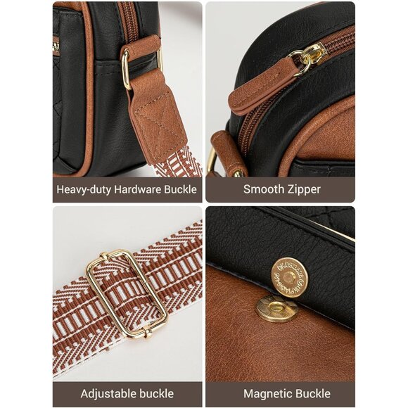 Women’s Small Waterproof Leather Crossbody Bag with Adjustable Strap - Multi-Poc - Picture 5 of 6